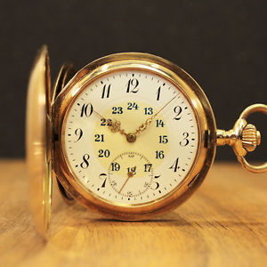 DÜRRSTEIN & CO. DRESDEN 14K 585 GOLD SAVONNETTE TASCHENUHR POCKET WATCH