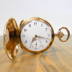 MONOPOL DÜRRSTEIN & CO. DRESDEN 14K 585ER GOLD SAVONETTE TASCHENUHR POCKET WATCH