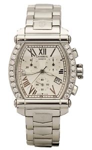 Charriol Colvmbvs Chronograph SS Diamond Quartz 34.5 X 36mm Silver Dial Watch