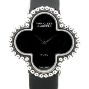 Auth VanCleef&Arpels Alhambra watch  Women's Quartz K18WG&Onyx&Leather 127896