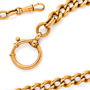 Taschenuhren-Goldkette antik Verlauf Rotgold massiv 14K - JUWELENMARKT DE, K2464