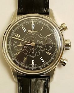 Alpina Pilot Heritage Chronograph Automatic Mens Watch Leather Strap RRP £2340