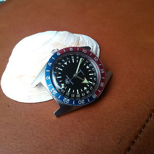 Vintage Ollech and Wajs Early Bird Divers Watch w/Vibrant Bezel,Warm Patina image 1