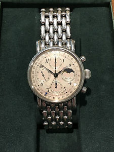 Chronoswiss Lunar Chronograph Automatik Armband Stahl 38mm Ref CH 7523 L