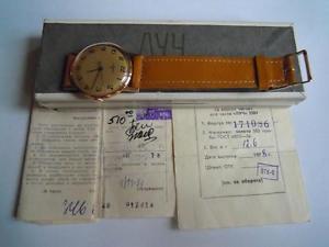 NEW!!! 1978 year LUCH ULTRA SLIM GOLD 14K-583 SOVIET RUSSIAN WATCH 23 Jewels