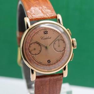 1940's CORTEBERT CHRONOGRAPH 18K SOLID GOLD CAL 429 MANUAL WIND MEN'S WATCH