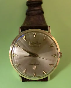 10k Yellow Gold Plated Lucien Piccard Automatic Seashark Mens Watch No Band