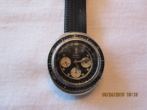 Vintage 70's Zodiac SeaWolf  Chronograph Super Divers Watch Valjoux 726