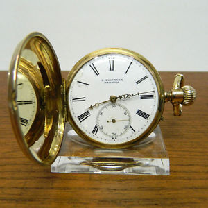 KOOPMANN HAMBURG 14K 585ER GOLD SAVONNETTE TASCHENUHR HERVORRAGENDES WERK UM1900