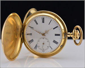 Rare Antique GLASHUTTE 14k Solid Gold Hunter Case Pocket Watch