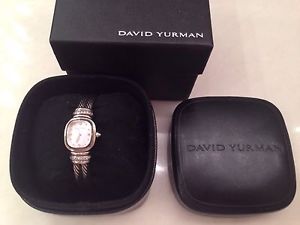 David Yurman Chelsea Sterling Silver & 18k W Gold Pave Diamond MOP Watch Bangle