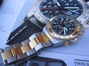 ULTRA RARITY on BEST PRICE! FORTIS SS/18k GOLD COSMONAUTS CHRONO CHRONOGRAPH GMT