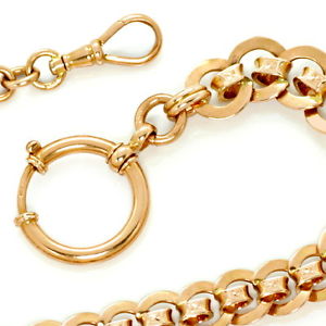 Taschenuhrkette im Verlauf jedes Glied graviert Rotgold - JUWELENMARKT DE, K2605