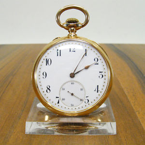 JUGENDSTIL LEPINE TASCHENUHR 18K 750 GOLD GEHÄUSE BRÜCKENWERK GOLD POCKET WATCH