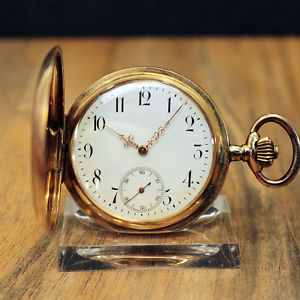 GROSJEAN FRERES 14K 585 GOLD SAVONNETTE TASCHENUHR MIT PRUNKGEHÄUSE POCKET WATCH