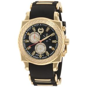 Brillier Men's 01221115 Chronograph Method Air Gold-Tone Black Rubber Watch