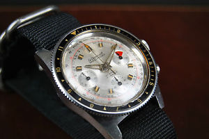 Vintage chronodiver Ollech & Wajs LE CHEMINANT MASTER MARINER bakelite bezel