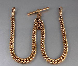 Antique Heavy Solid 9Ct Gold Double Albert Graduated Link Watch Chain 68.3grams