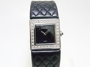 Used Watch CHANEL Matorasse Quartz black SS / leather Excellent C9W