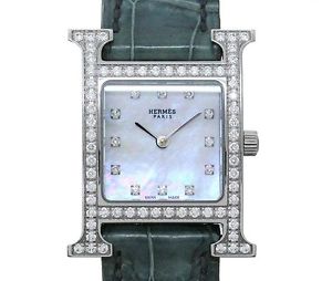 Pre-Owned HERMES H HH1 230 12P Diamonds Ladies Shell Quartz Watch, MD