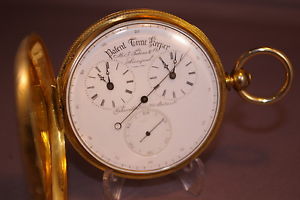 1850 Captain’s Dual Time Zone - M. J. Tobais-18Kt. Gold Case, 23 Jewel, Runs Goo