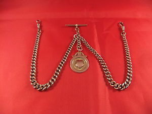 Antique 9ct Solid Rose Gold Albert Watch Chain & Fob Medal -  48.5 grams