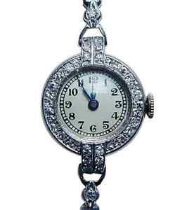 MOVADO Vintage Platinum .70ct  Diamond Watch Heavy 17.1gr Estate Jewelry