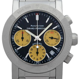 Pre-owned GIRARD PERREGAUX 70300.1.11.6113 GP7000 SS Black Dial Mens Watch, PD