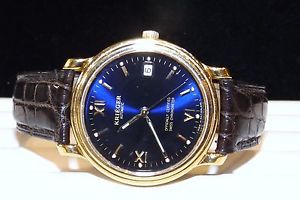 KRIEGER 18k 21J  AUTOMATIC WATCH with AWESOME ROYAL BLUE AUTHENTIC
