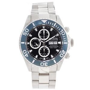 Invicta 18910 Mens Pro Diver Reserve Chrono Black Dial Steel Bracelet Automatic