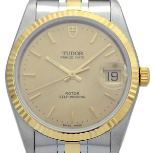 Pre-owned TUDOR 74033 Automatic Date Display SS Gold Dial Mens Wristwatch, PD