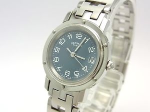 Pre-Owned HERMES Clipper All SS Blue Dial Women's Quartz Wristwatch CL4.210, MR
