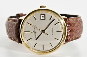 ULTRA RARE UNIVERSAL PURE 18K HEAVY GOLD POLEROUTER MICROROTOR DATE AUTOMATIC!!