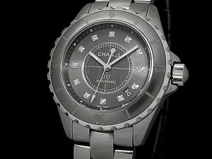 CHANEL J12 Chromatic 12P Diamond H3242 Titanium Ceramic Auto Excellent #1062