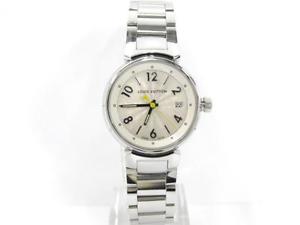 Auth LOUIS VUITTON Stainless Steel Tambour Hologram Watch Womens Silver