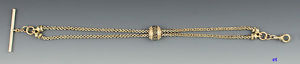 14K GOLD VICTORIAN ETRUSCAN REVIVAL SLIDE WATCH CHAIN