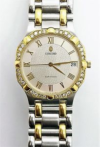 Men's Diamond CONCORD SARATOGA Twotone Stainless Steel 18K Yellow Gold Watch
