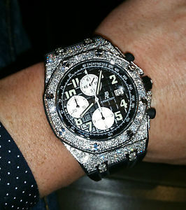 Audemars Piguet Royal Oak Offshore Chronograph Stainless Watch 12cts Diamonds