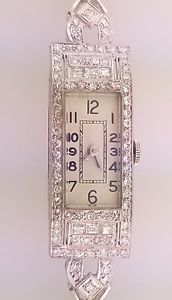 Deco Platinum Gold 2.73 ct  single cut Diamond Nastrix A Schild Watch