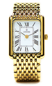 Ladies Concord 18k Solid Yellow Gold 58-62-637 19mm Watch 54.3 Grams Box Papers
