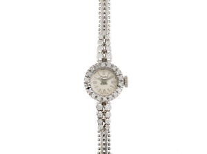 Art Deco Weißgold Diamond Handaufzug 15mm Vintage Bj.1910