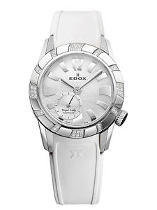 Edox Royal Lady Small Second mit 40 Diamanten besetzt Perlmutt Blatt Saphirglas