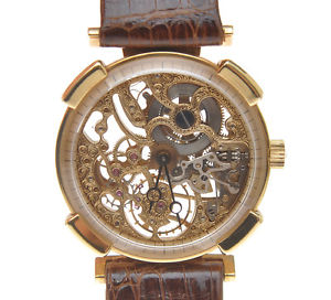 La Vallèe prestigious 18k skeleton lady's watch solid gold movement NOS