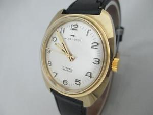 NOS NEW SWISS MADE GOLD PLATED MECHANICAL CLASSIC MEN'S JAQUET DROZ WATCH 1960'S