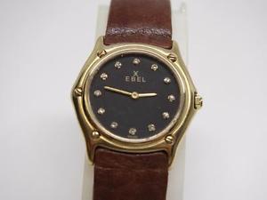 Ebel Diamond Dial 18k Yellow Gold 2413 Quartz Vintage Watch