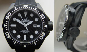 Neue HACHER - SQUALO, große Automatic, prof. Diver 500 m, Modell schwarz/schwarz