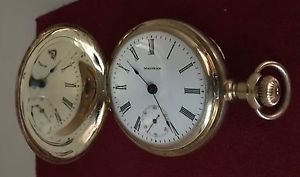 ANTIQUE 14KT YELLOW GOLD WALTHAM HUNTER CASE POCKET WATCH 137,34 grams