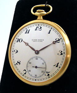 Vintage Ulysse Nardin open face Chronometre quality 18 karat gold Pocket watch