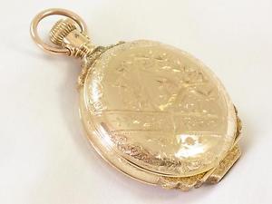 HUGE BOX HINGE MINT FIRST RUN 20 JEWEL ELGIN GOLD HUNTER ANTIQUE POCKET WATCH