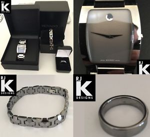 LIMITED EDITION Movado Fiero Watch, Ring & Bracelet (Items Are All Tungsten)